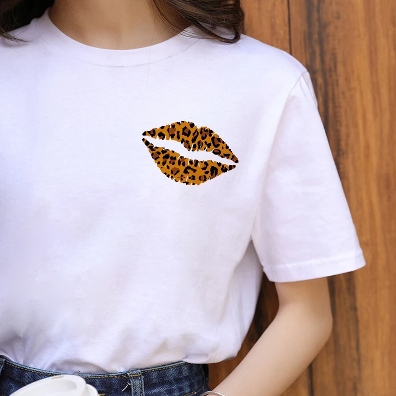 Leopard Harajuku Vogue Fashion Majica s kratkimi rokavi Ženske Ullzang 90. letih Grafični Grunge T-shirt Letnik Priložnostne Tshirt Koreja Slog Top Tee Ženski