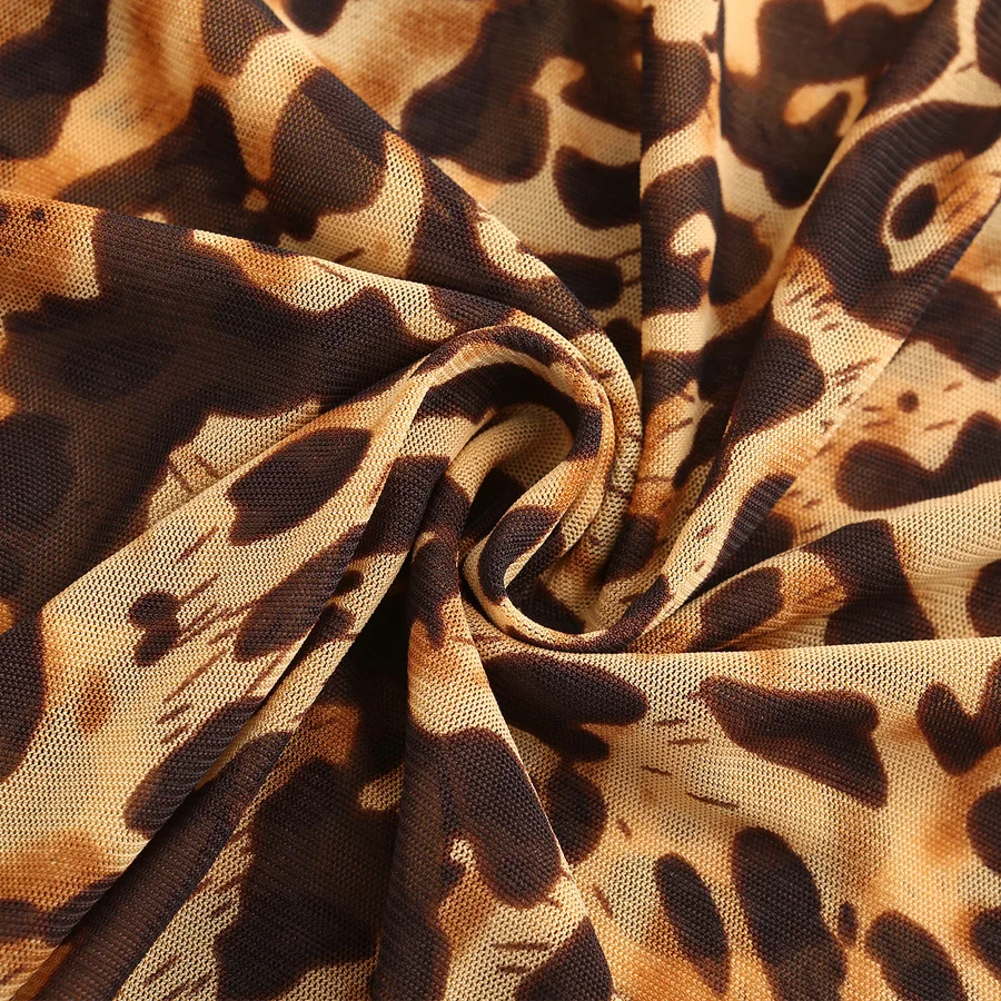 Leopard Natisniti Obleko Noč Rogov Trim More Seksi Perilo Mehko Nightgown Pijamas Ženske Očesa Babydoll V Vratu Robe