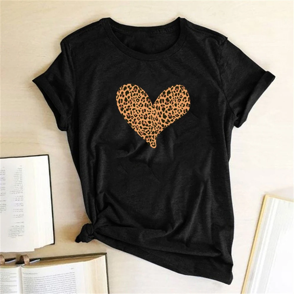 Leopard Srce, Tiskanje majice Ženske Obleke Poletne Majice za Ženske Svoboden T Ženska Majica Bombaž Harajuku Ropa Mujer Verano 2020