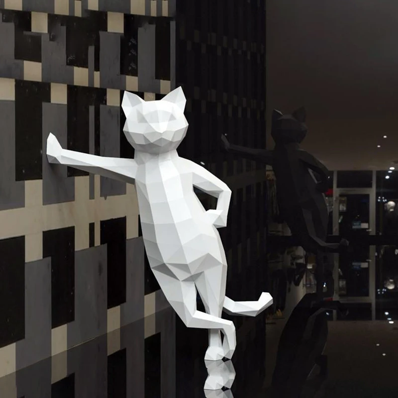 Lep Mačka 50 cm Papir 3D DIY Material Priročnik Ustvarjalni Dom Dekor Rekviziti #2090 Ročno Izdelani Srčkan Geometrijske Papir Številke
