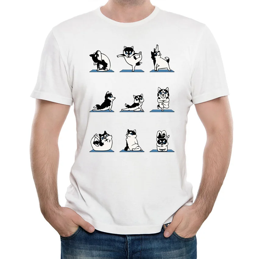 Lep Panda Sibirski husky Pes Jazavičar Yo-ss Umetnosti Smešno Natisni T-shirt Poletje Modni T-Shirt Kul Fant Vrhovi Človek Kratek Rokav