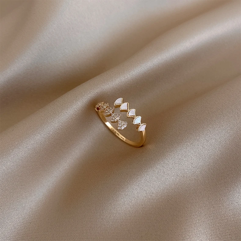 Lepe baker vdelan cirkon geometrijske fan oblike lupine obroč elegantne ženske kazalcem odpiranje nastavljiv nakit prstan
