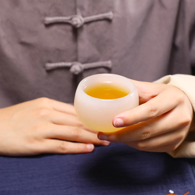 Lepe Belega Jade Porcelana Teacup Sklede Master Teaware Osebnih Stekla Eno Skodelico Kitajski Kung Fu Pu ' er Čaj Nastavite Drinkware
