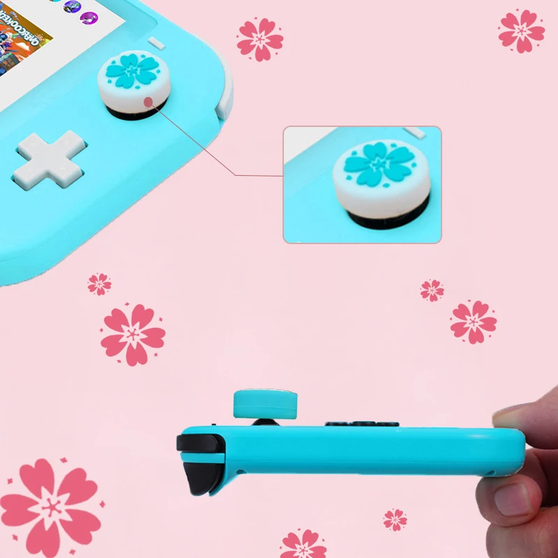 Lepe Češnje Cvetovi nazobčenje Kape Silikonski Rocker Kape JoyCon Palčko Kritje Shell 3D Cvet Gumb Skp Za Nintendo Stikalo