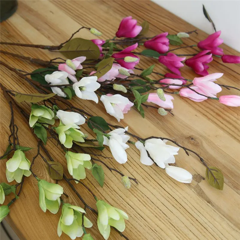 Lepo Umetno Cvetje Ponarejenih Listov, Magnolija Cvetlični Poročni Šopek Stranka cvetje doma dekoracijo Fleur artificielle A17