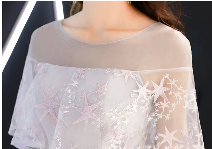 Lepota Emily Maturantski Halje Sivo O-vratu A-line Dolžina Tal Vezenje Preprost Meri Plus velikost Prom Obleke 2020 Diplomi