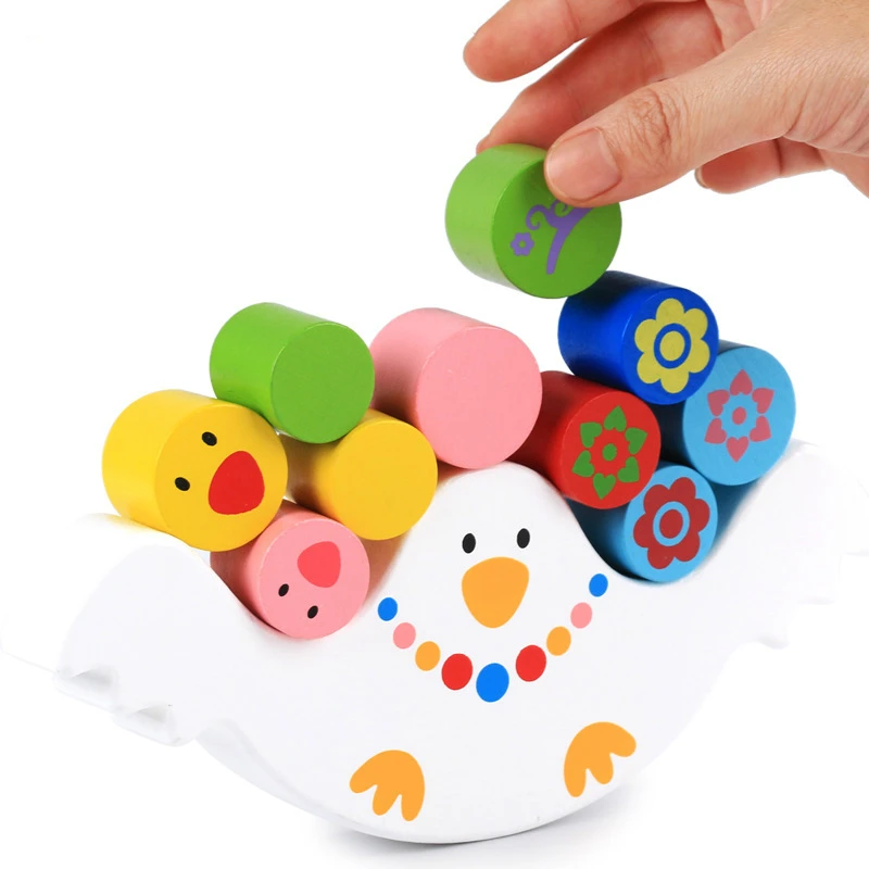 Les Igrača Blok Puzzle Bela Ptica, Golob Ravnotežje Igre Otroci Izobraževalne Igrače Za Otroke Lesene Uravnoteženje Bloki Baby Montessori