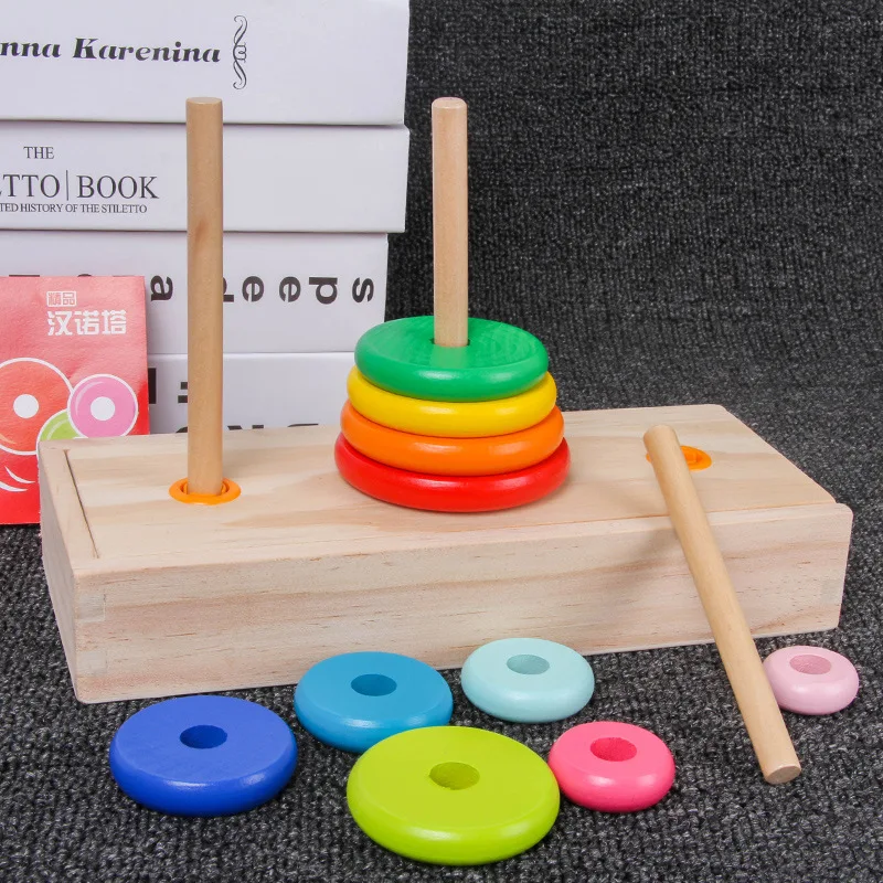 Lesene 8-plast/10-plast Igrače Puzzle Igre, ki je osnovna Šola Učencev Logično Razmišljanje Usposabljanje Potrditev Igrače Tower Of Hanoi