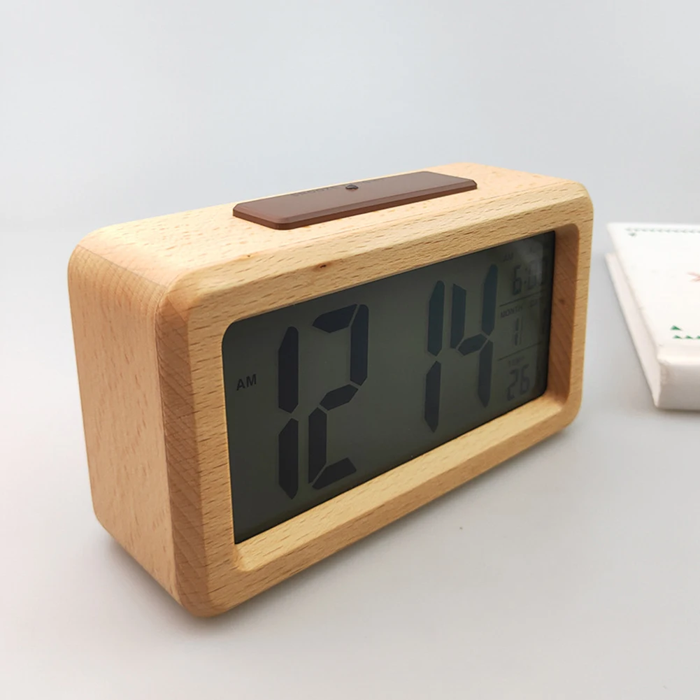 Lesene Digitalni Zaslon Elektronski Budilka nadzorovanja Temperature za Domačo Uporabo, Dnevna Soba Tabela Ura Dekoracijo