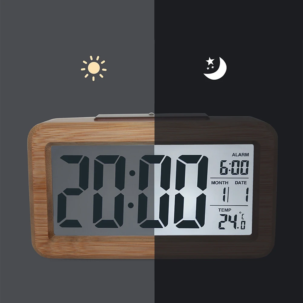 Lesene Digitalni Zaslon Elektronski Budilka nadzorovanja Temperature za Domačo Uporabo, Dnevna Soba Tabela Ura Dekoracijo
