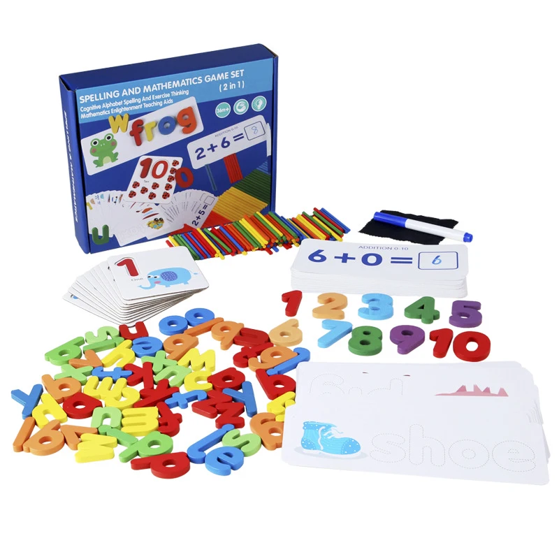 Lesene igrače Montessori zgodnjega učenja črkovanje besede pismo ujemanje matematika učni pripomočki izobraževalne igrače za otroke, otroci darila