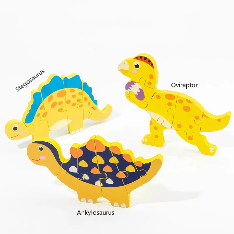 Lesene igrače Puzzle Les Lesena 3D Sestavljanke Jigsaw Živali dinozaver puzzle Baby Učenje Educatioanl Montessori igrače za Otroke