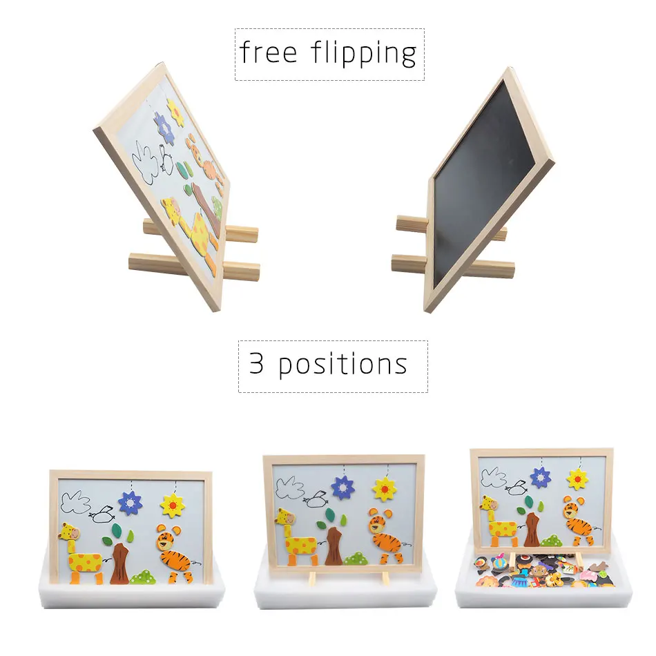 Lesene Igrače Puzzle Les Magnetni 3D Uganke Slika/Živali/ Vozila /Cirkus Puzzle Z Risalno Desko Otroci Izobraževalne Igrače