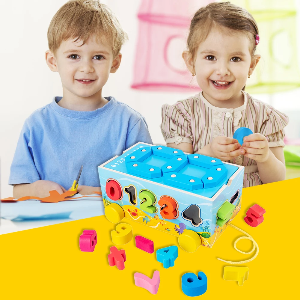 Lesene Pisane Prikolico Obliko Število Kognitivne Voziček Bloki Otroci Multi-funkcionalne Klasičnih Praktično Smešno Izobraževalne Igrače