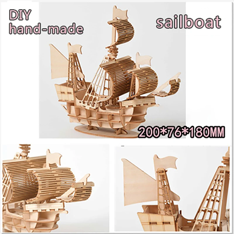 Lesene Puzzle Igrača Montaža Model DIY Ladje, Jadranje Igrače 3D Desk Dekor Obrti Kompleti Igrača za Otroke, Otroci Igrače