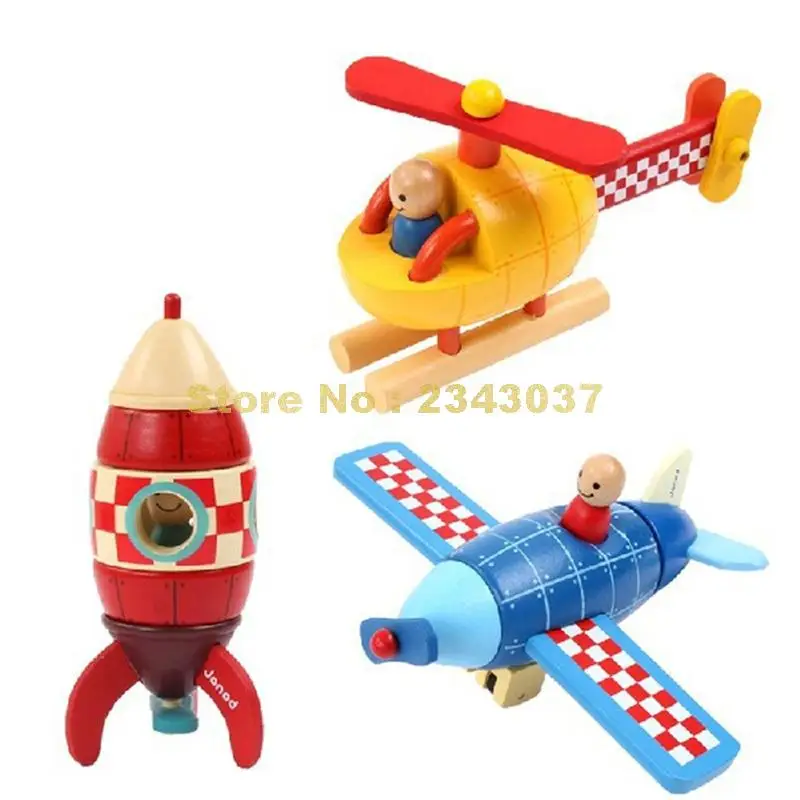 Lesene raketno letalo, helikopter otrok gradnik Igrača