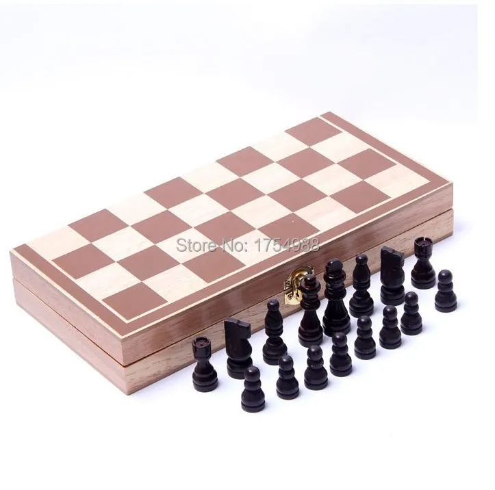 Leseni šah, visoko-kakovostni razred šah, zložljiva Mednarodna Šahovska garnitura namizna Igra, 30 cm x 30 cm Zložljive Otroci Zabavno Darilo