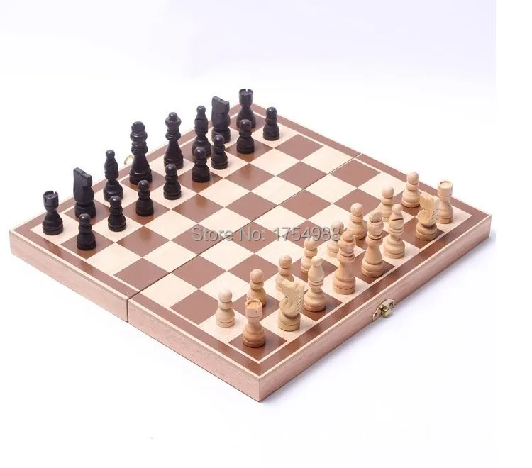 Leseni šah, visoko-kakovostni razred šah, zložljiva Mednarodna Šahovska garnitura namizna Igra, 30 cm x 30 cm Zložljive Otroci Zabavno Darilo