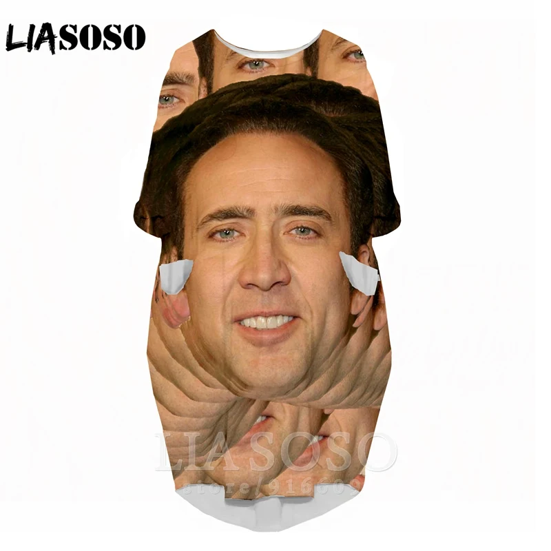 LIASOSO 3D Print Mode Smešno Pozimi Shirt Obleko Rock Harajuku Ženske Anime Obleke Nicolas Cage Dekliška Oblačila Dolgimi rokavi Obleka
