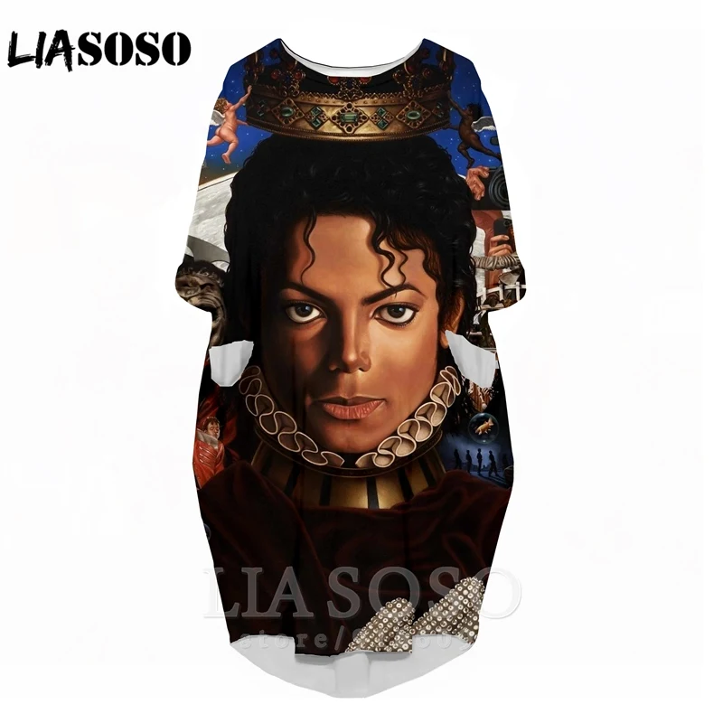 LIASOSO Moda Kolena-dolžina krilo Obleko Rock Harajuku Michael Jackson Vrh Ženske Anime Obleke Logotip Dekle Oblačila Dolg Rokav Obleka
