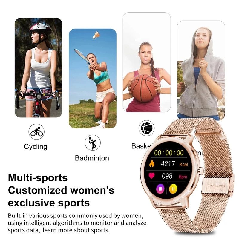 LIGE 2020 Nove Pametne Gledam Ženske Fiziološke Srčnega utripa, Krvnega Tlaka, Spremljanje Za Android IOS Nepremočljiva Dame Smartwatch