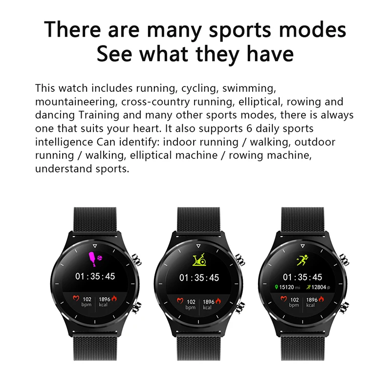 LIGE 2020 Poslovnih Mens Pametno Gledati Poln na dotik Heath Monitor IP68 Vodotesen Fitnes Watch Luksuzni Smartwatch za Moške Šport Ura