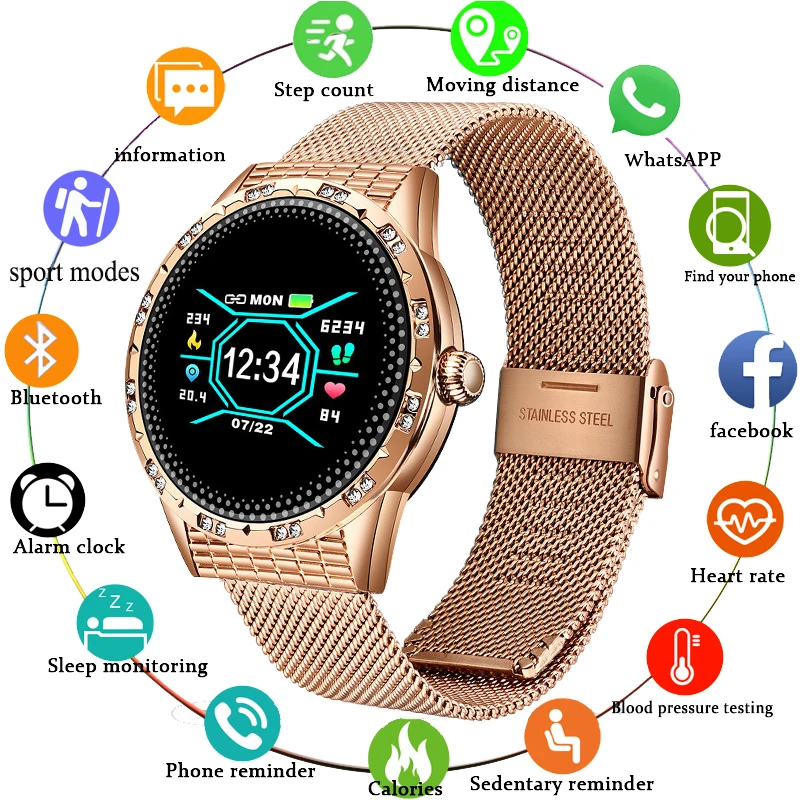LIGE 2020 Ženske Pametno Gledati Gospa Teče Pedometer Srčnega utripa Bluetooth Smart Šport Gledam Smartwatch Reloj inteligente
