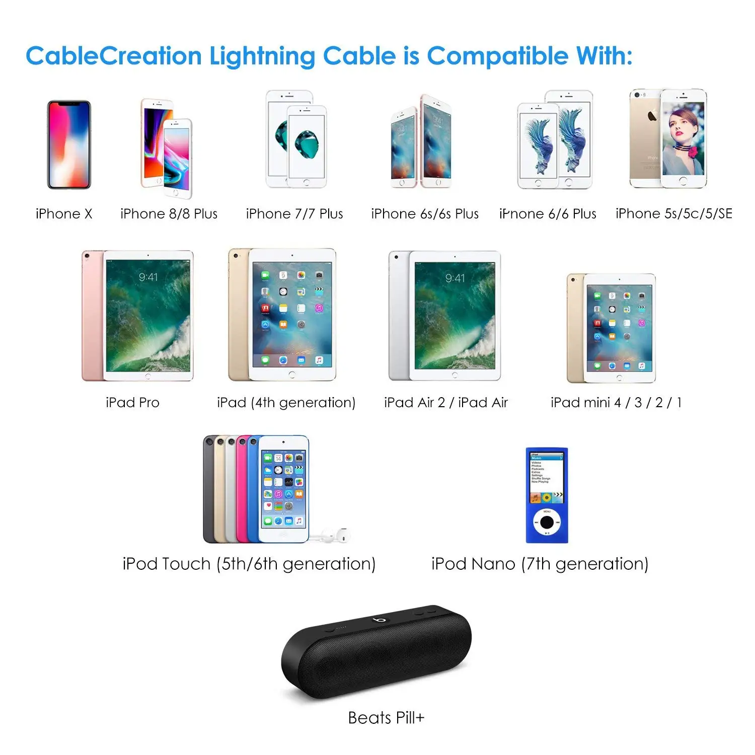 Lightning Kabel, CableCreation [MFi Certified] Lightning na USB Kabel za Sinhronizacijo Podatkov, ki je Združljiv iPhone X, 8, 8 Plus, 7, 7 Plus, itd