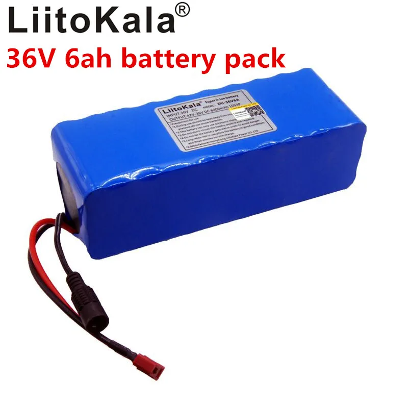 LiitoKala 36V 6ah 500W 18650 baterija litij-36V 8AH Električno kolo je baterija s PVC ohišje za električna kolesa 42V 2A polnilec