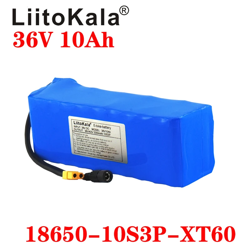 LiitoKala 36V baterije 36V električno kolo baterije 42V 10AH 18650 baterijo za motorno kolo, Skuter z XT60 plug in 42V2A polnilnik