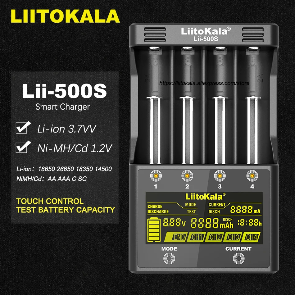 LiitoKala Lii-S8 Lii-S6 Lii-500S Lii-PD4 Pametno Univerzalni LCD-Zaslon Polnilec za Li-ion/NiMH/Li-FePO4 26650 18650 26700 AA AAA