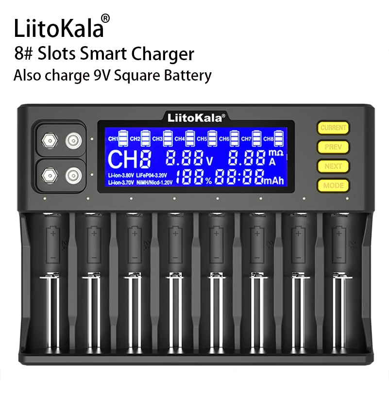 LiitoKala Lii-S8 Lii-S6 Lii-500S Lii-PD4 Pametno Univerzalni LCD-Zaslon Polnilec za Li-ion/NiMH/Li-FePO4 26650 18650 26700 AA AAA