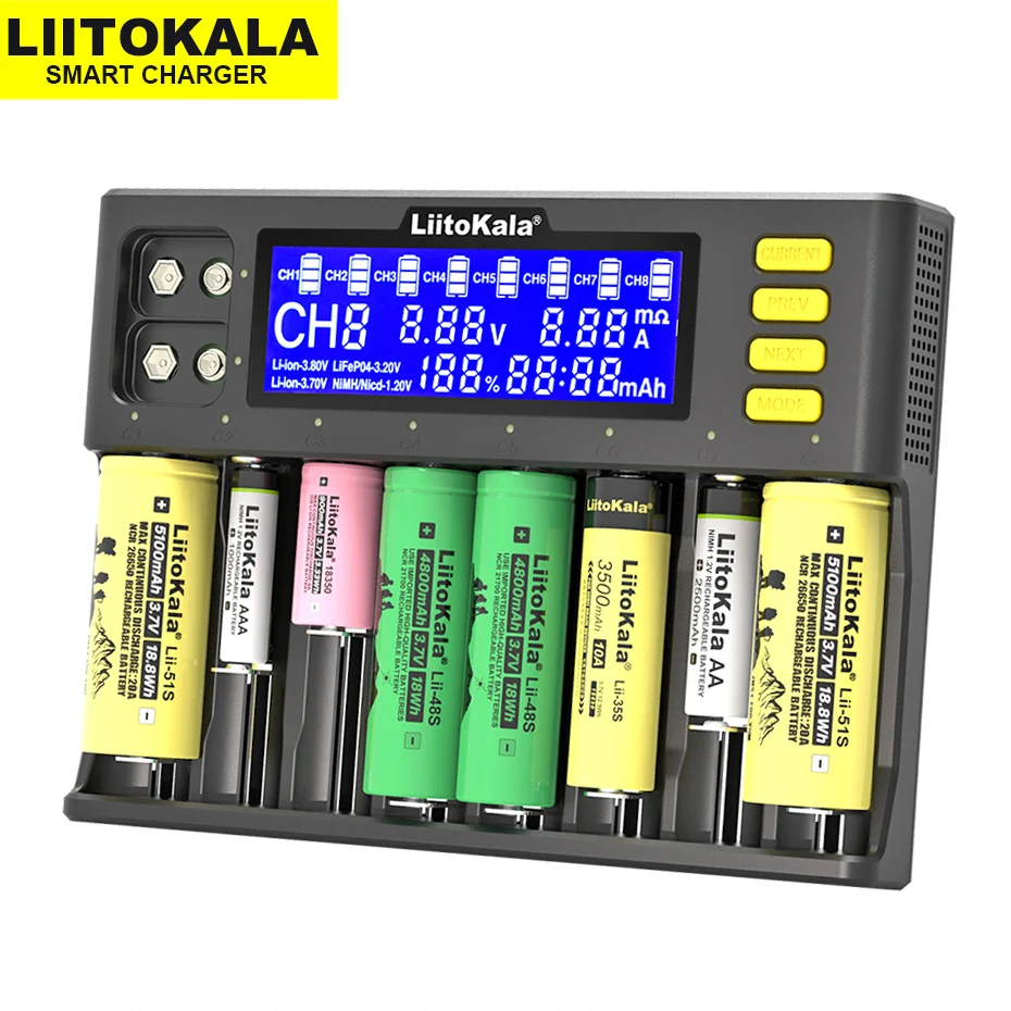 LiitoKala Lii-S8 Lii-S6 Lii-600 Lii-M4 LCD Smart Polnilec za 1,2 V NiMH 3.2 V Li-FePO4 3.8 V IMR 3,7 V Li-ionska 18650 Baterijo, Polnilnik