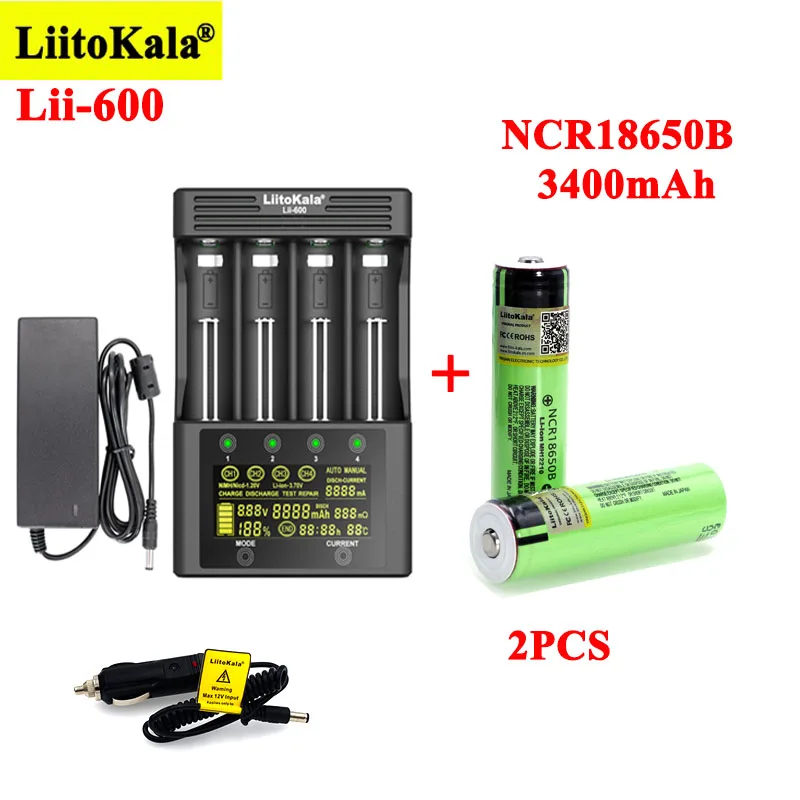 LiitoKala NCR18650B 3400mAh baterij za ponovno Polnjenje z Lii-600 Polnilec za 3,7 V Li-ionska 18650 21700 26650 1,2 V AA NiMH