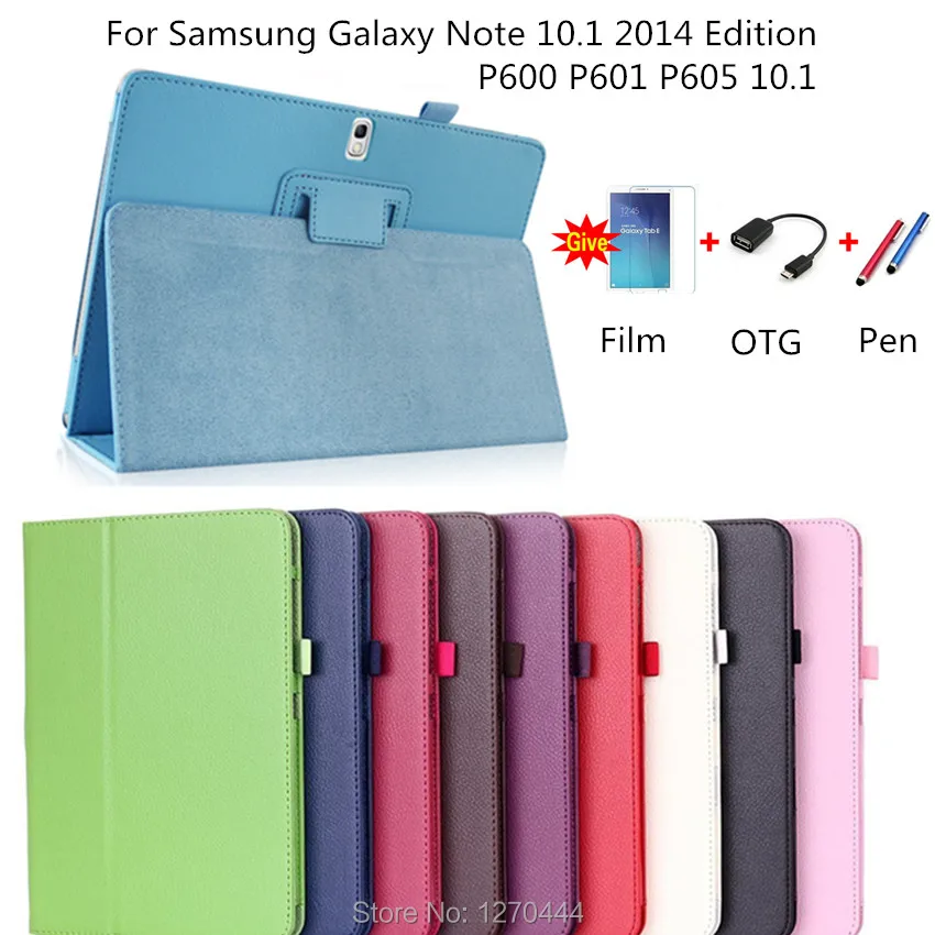 Litchi kože PU Usnje stojalo flip primerih zaščitni ovitek Za Samsung Galaxy Note 10.1 Edition P600 P601 P605 Tablet primeru