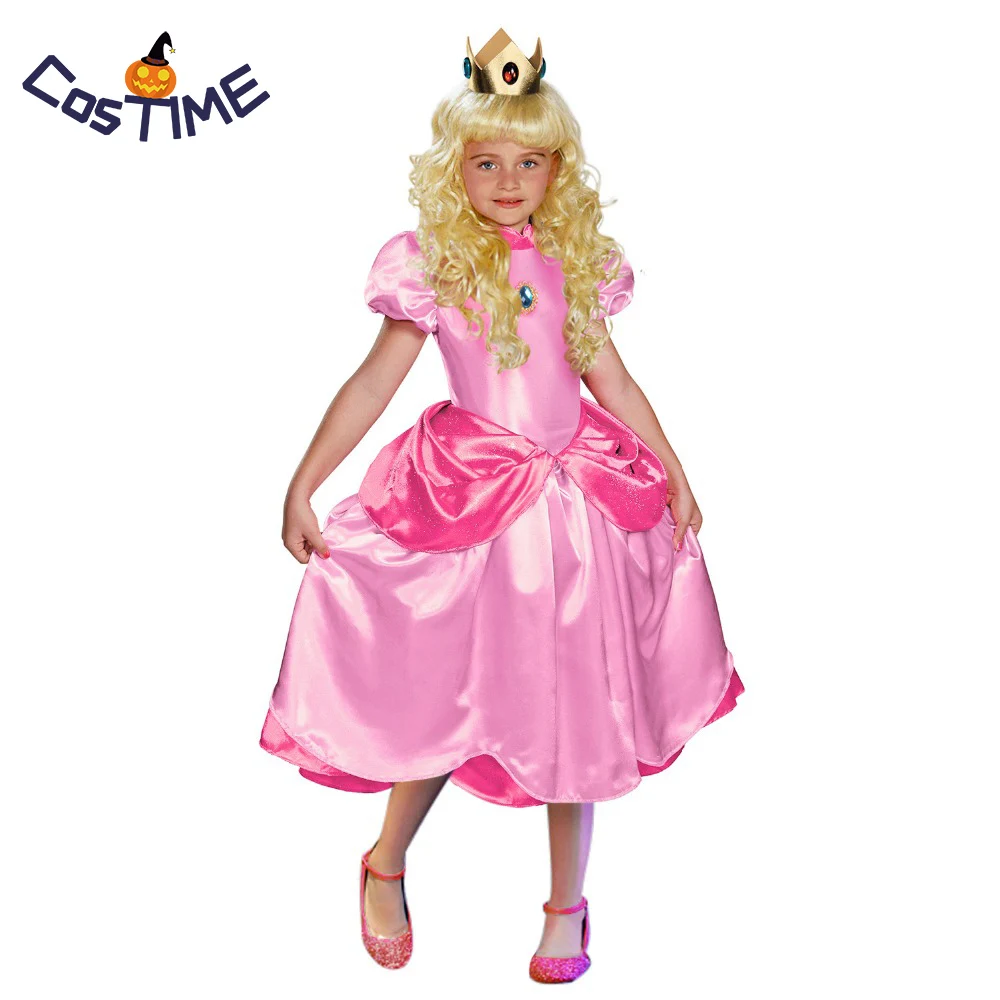 Little Princess Peach Kostum Super Mario Bratov, Princesa Cosplay Klasične Igre Kostum Otroci Dekle Halloween Maskiranje