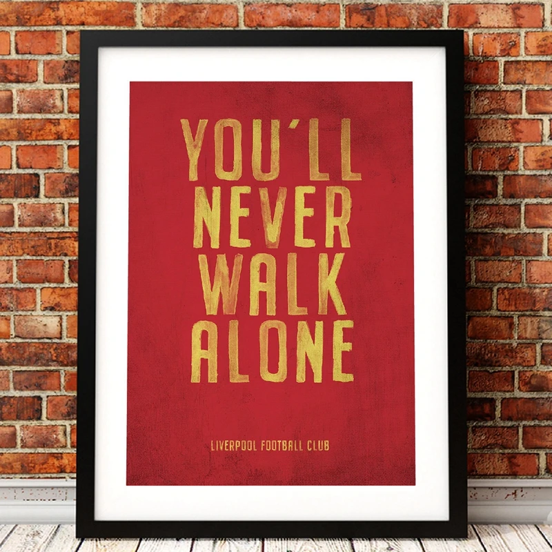 Liverpool FC Moto Letnik Poster Tiskanje , Nikoli ne bom Hodil Sam Sliko Domače Platno Umetniško Slikarstvo Fantje Soba Stenski Dekor