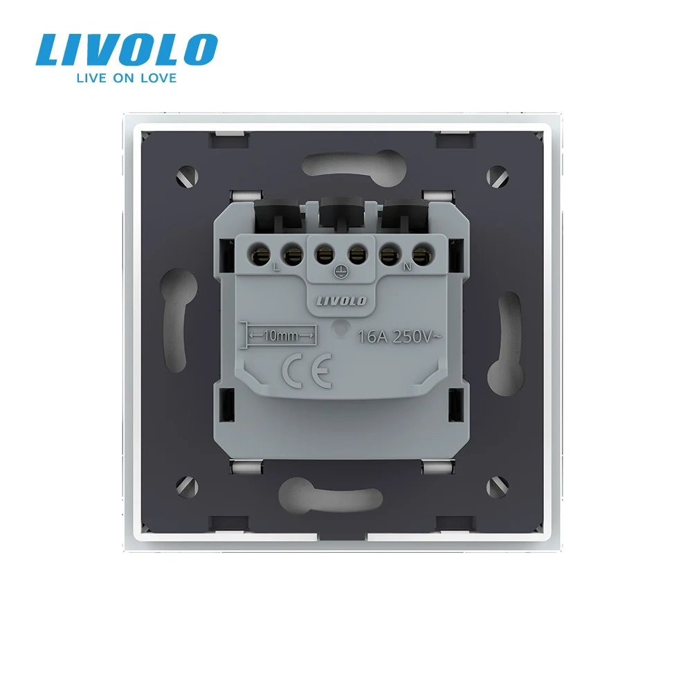 Livolo EU Standard Brezvijačno Sponke 16A električno Vtičnico Priključite Pritisnite Potegnite Preproste Zasnove,Kristalno Steklo Plošče, AC 110~250V