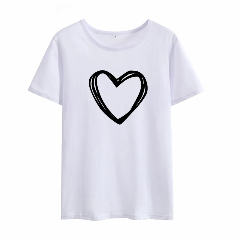Ljubezen Grafiko, ki je Natisnjena Poletje majica s kratkimi rokavi Ženske O-vratu Bombaža, Kratek Rokav Smešno Tshirt Ženske Vrh Svoboden T-shirt Femme Črno Bel