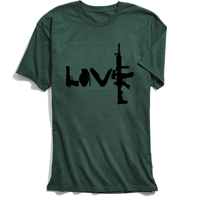 Ljubezen Orožja T-shirt Moški Vojaški Stil T Shirt ar15 Letnik Tshirt Bombaž Visoke Kakovosti Zeleni Vrhovi & Tees Moški Ulične