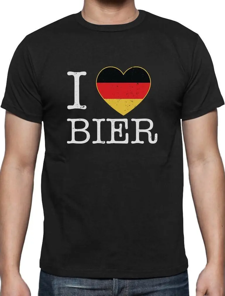 Ljubim Bier Oktoberfest Nemško Zastavo Pivo T-Shirt Octobeerfest