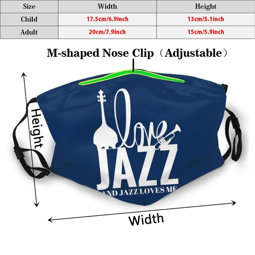 Ljubim Jazz In Jazz Ljubi Me - Jazz T - Shirt Tiskanje, Pralen Filter Proti Prahu Usta Masko Jazz Miles Davis Glasbe Trobenta Km