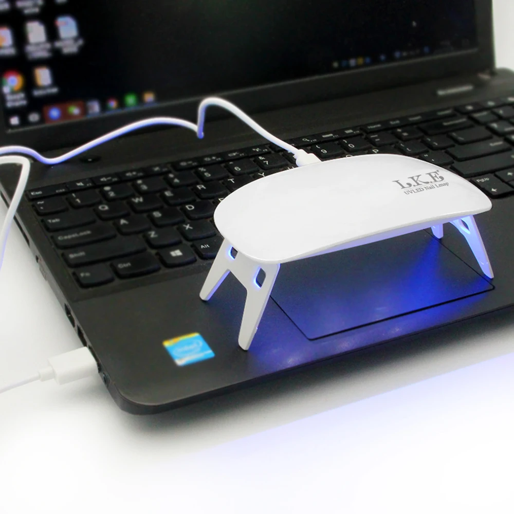 LKE 12W Lak za Lase MINI LED UV Žarnico, Micro USB Gel za Nohte Sušenje Stroj Za Domačo Uporabo Nail Art Orodja Miško Svetilke Za Nohte