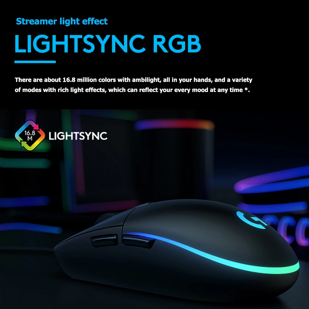Logitech G102 Gaming Miška Programabilni Mehanski Gumb RGB 6 Gumb LIGHTSYNC 8000 DPI Žično Miško Za PUBG Namizni RAČUNALNIK Prenosni računalnik