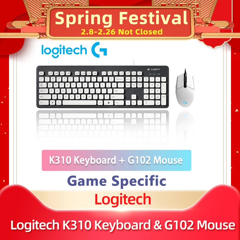 Logitech K310 Stroj Nepremočljiva USB Wired Keyboard & G102 Miška Za Prenosni RAČUNALNIK Računalnik Gamer Office Home Za Windows, Mac