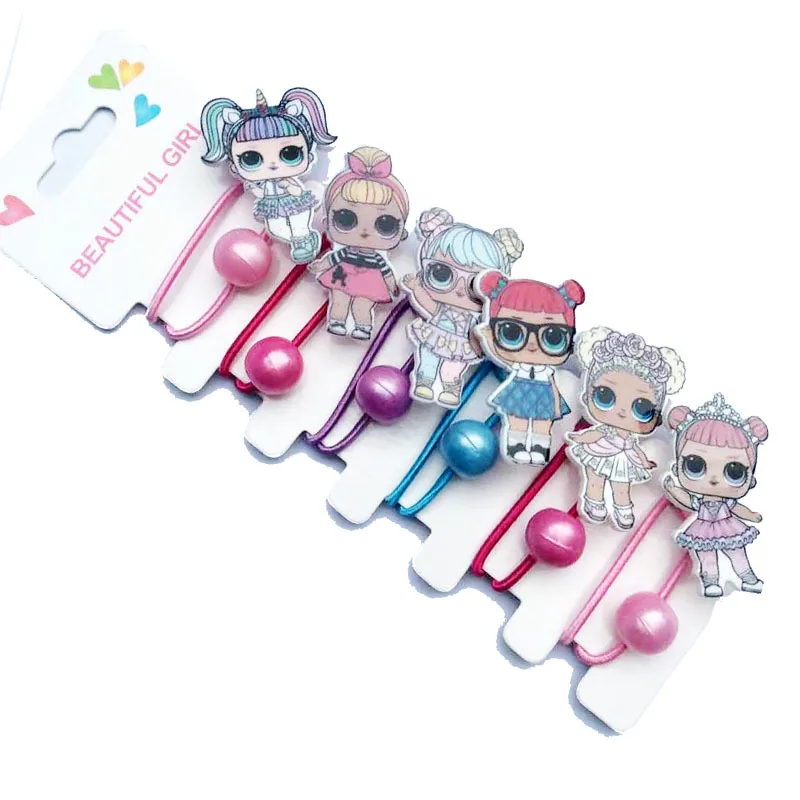Lol, izvirno presenečenje lutka igrače dekle ostra gumico za lase pribor slika lol lutka 6pcs nastavite dekle headdress otrok darilo
