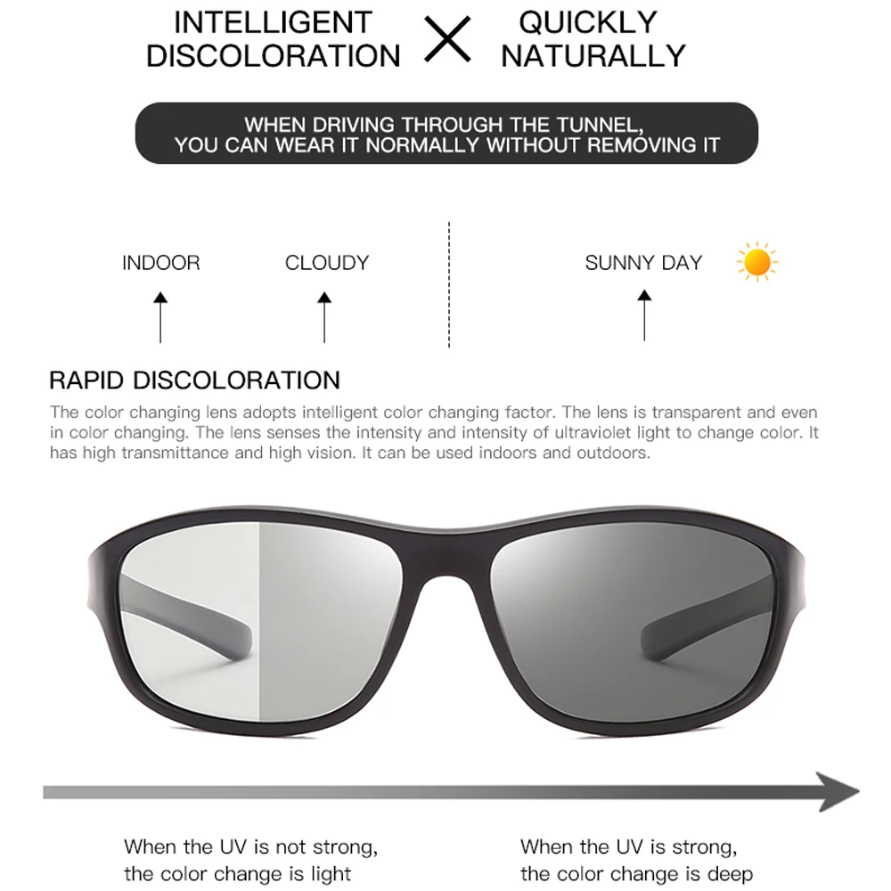 LongKeeper Polarizirana Photochromic Sončna Očala Mens Prehod Objektiv Vožnje Očala Moški Voznik Safty Očala Oculos Gafas De Sol