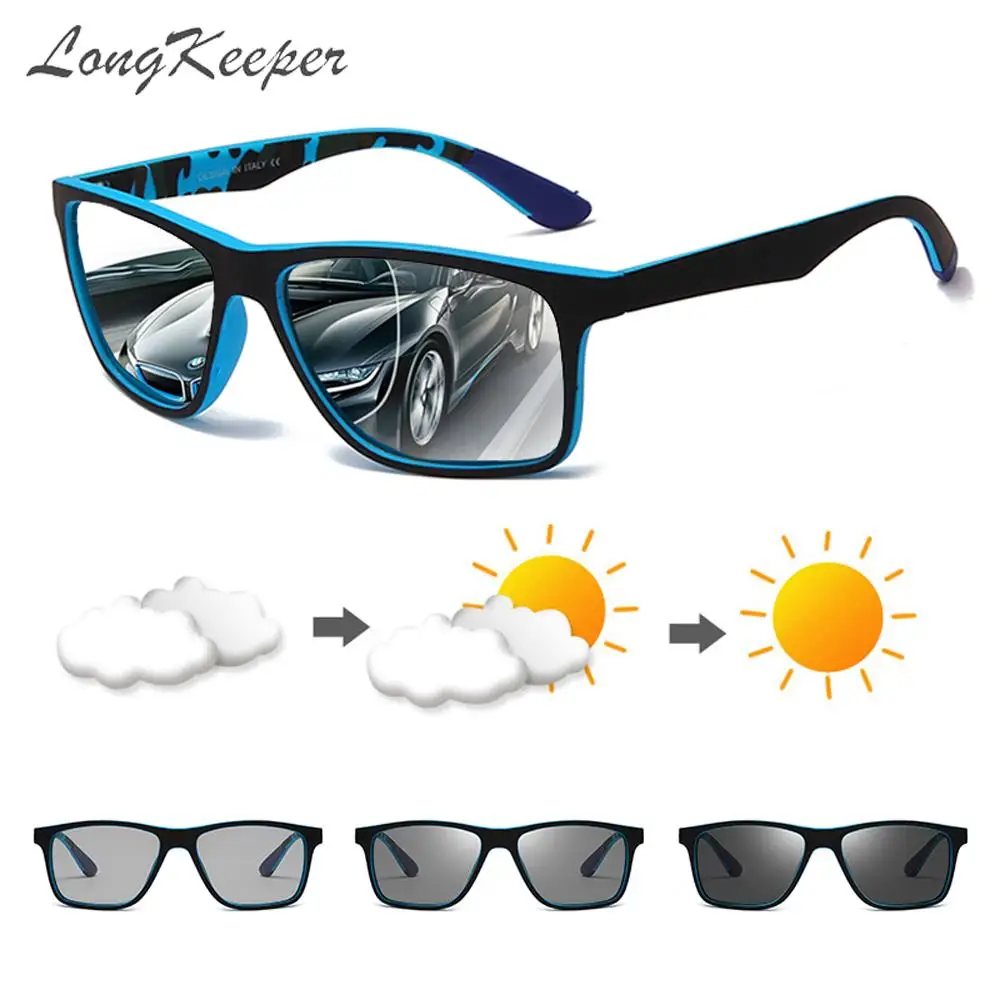 LongKeeper Športna sončna Očala za Moške, Modni Photochromic 2021 sončna Očala Črna Modra Polarizirana Prostem Oculos De Sol Masculino