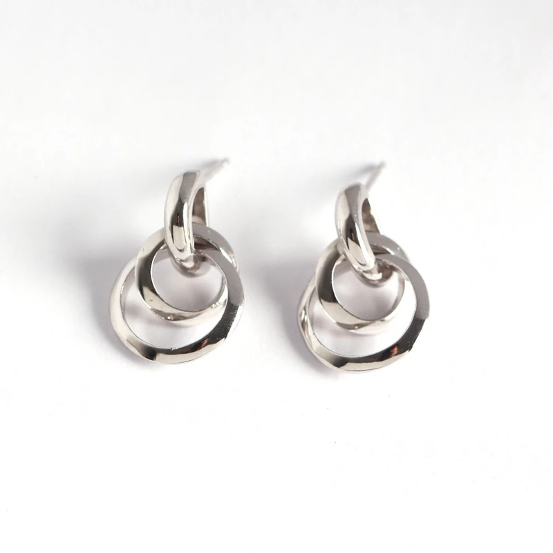 LouLeur 925 sterling srebro krog navijanje stud uhani srebrno preprost divje elegantno teksturo uhani za ženske fine nakit darilo