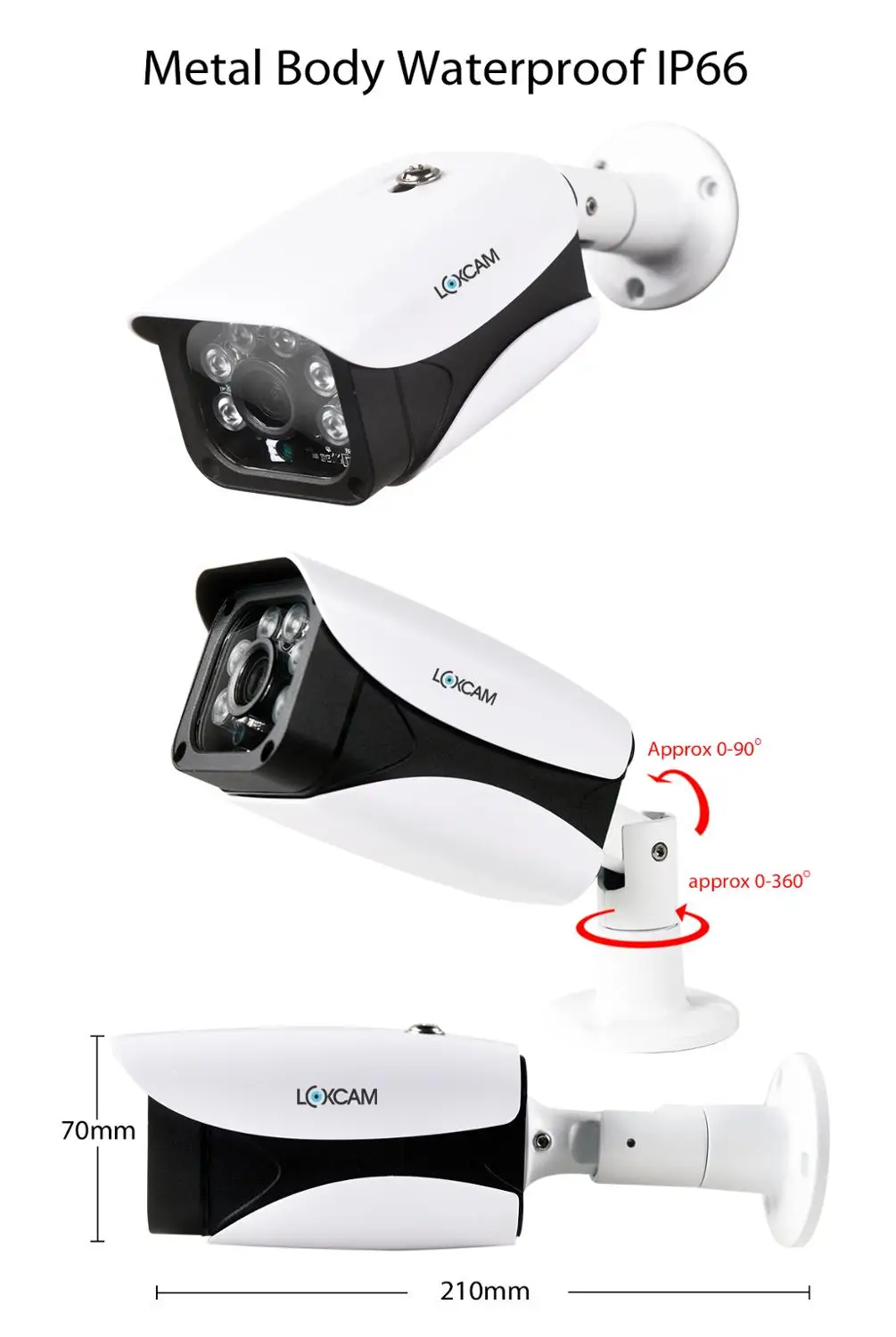 LOXCAM H. 265+ 5MP Ultra HD 16CH 5MP Varnostne kamere Sistem IP66 Prostem Nepremočljiva Nočno gledanje Video nadzorna Kamera kit 4T